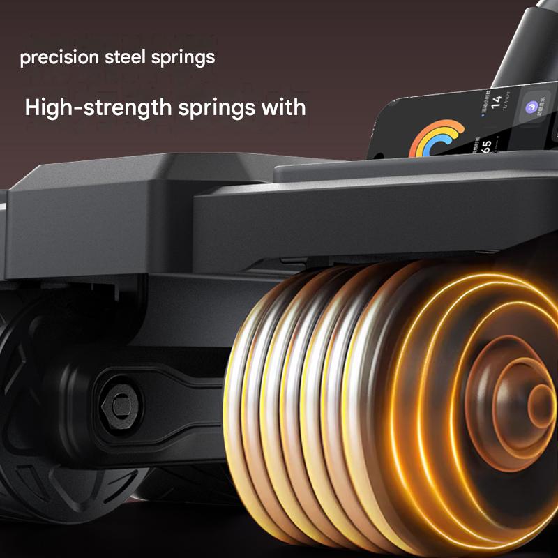 Four-Wheel Abdominal Wheel with Strong Rebound, Ab Roller for Core Workout, Anti-Slip Ab Trainer with Knee Mat & Phone Stand, Home Gym Fitness Equipment for Men & Women